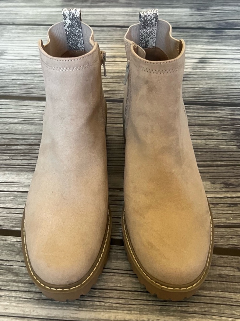 Universal Thread Taupe Suede Platform Ankle Booties